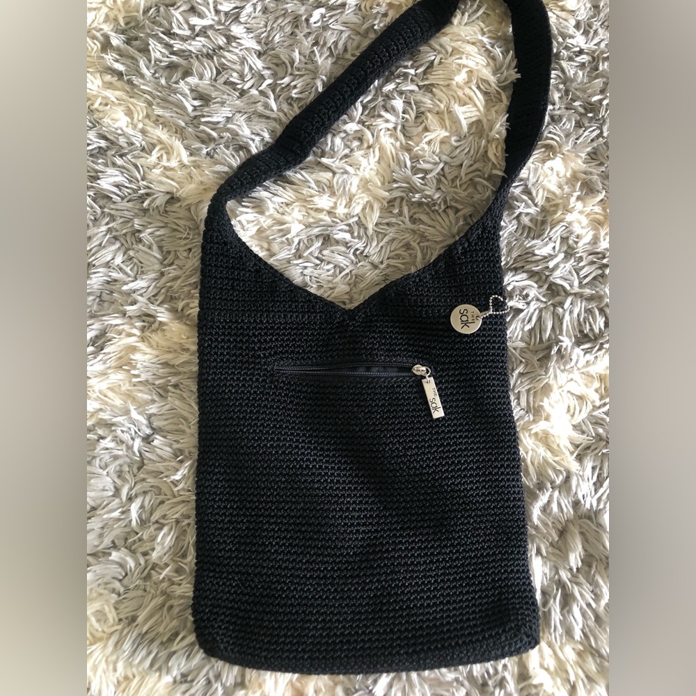 The Sak Black Crochet Shoulder Bag